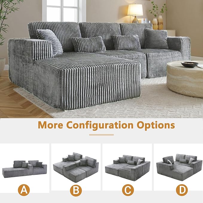 110” Modular Sectional Sofa, Cloud Sectional Couch