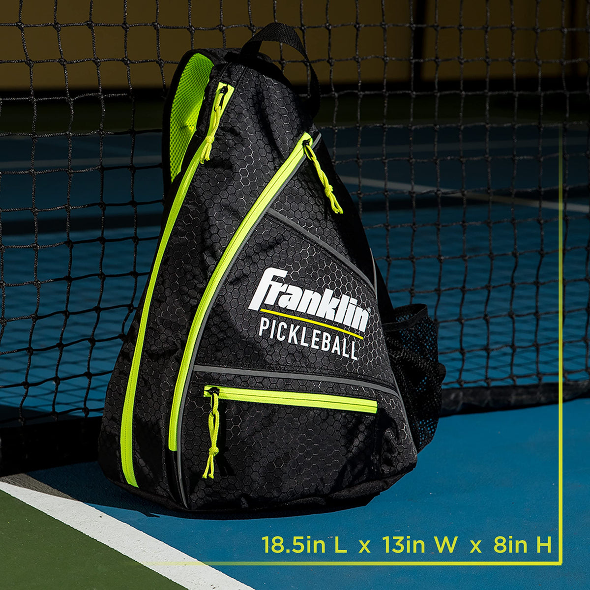 Franklin Sports Pickleball Bags - Pickleball Sling Bag Backpack for Gear + Equipment - Pickleball Bag for Men + Women - Holds Paddles, Pickleballs + Accessories - Black/Optic