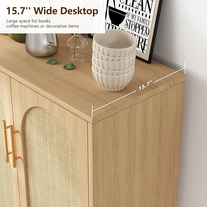 Set of 2 Rattan Buffet Cabinet