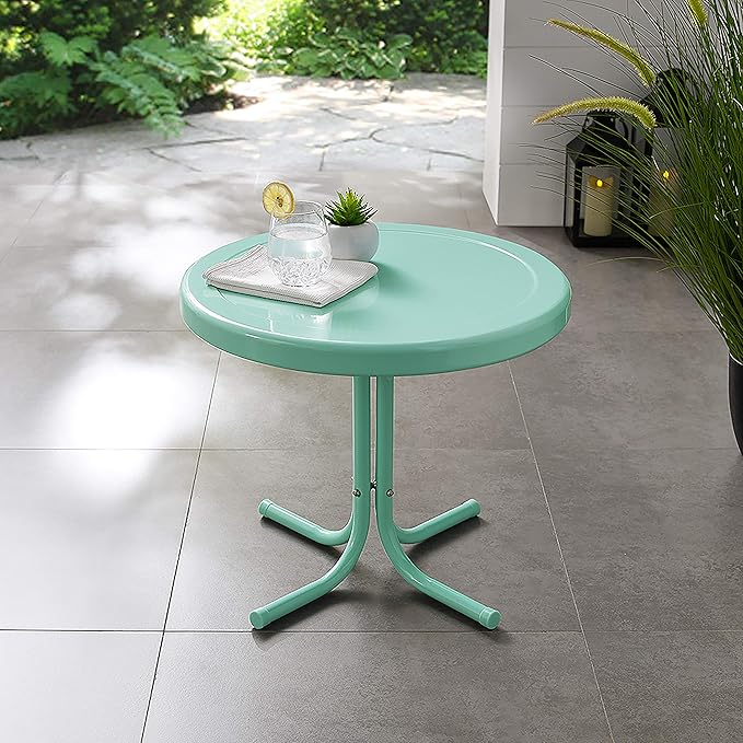 Crosley Furniture Griffith Weather Resistant Retro Metal Outdoor Side Table