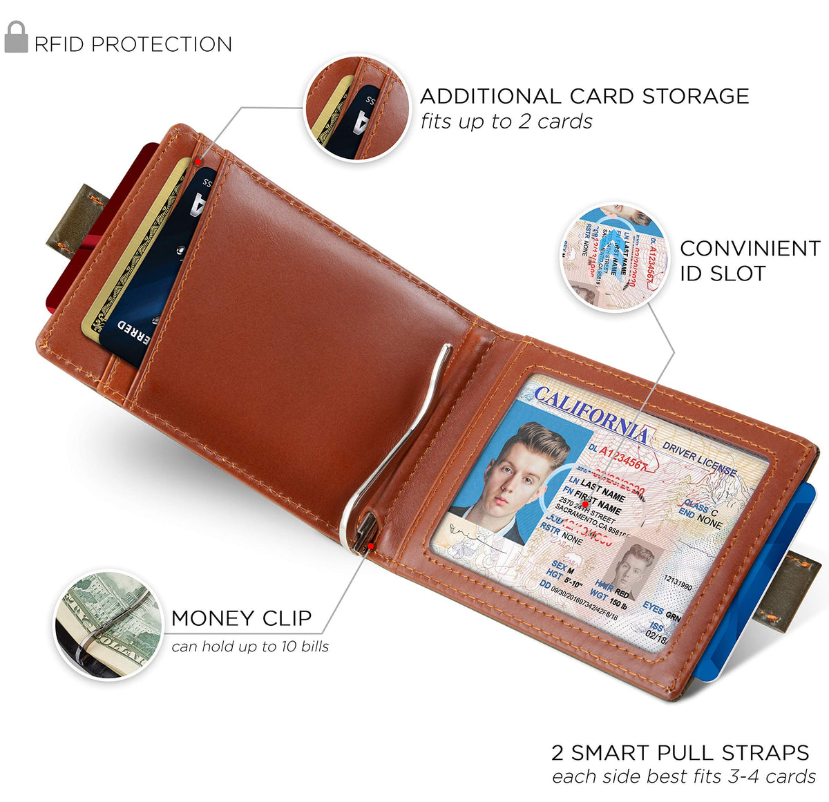 SERMAN BRANDS RFID Blocking Slim Money Clip Wallet – Leather Bifold Front Pocket Minimalist Mens Wallet with Money Clip for Men, Small Credit Card Holder Wallet - Travel Wallet with Gift Box