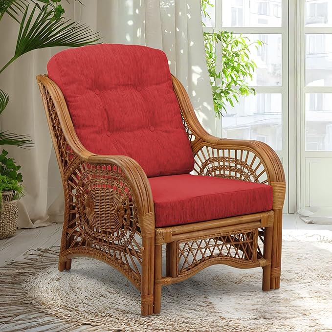 Malibu Lounge Living Accent Armchair Natural Rattan Wicker Handmade Design