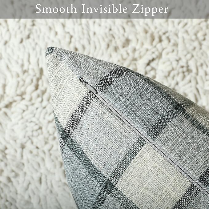 Stellhome Pack of 2 Linen Buffalo Check Decorative Throw Pillow Covers