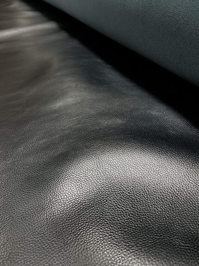 NAT Leathers Black Pebblegrain Soft Faux Leather Fabric PU Sold by The Yard