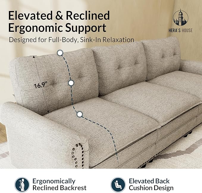 HERA'S HOUSE 3 Pieces Modular Sectional Sofa Sets, Oversized Couch Set