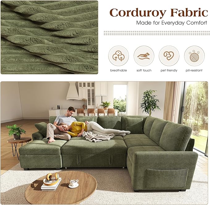Ihanherry 7-Seater Large Sectional Sofa Bed