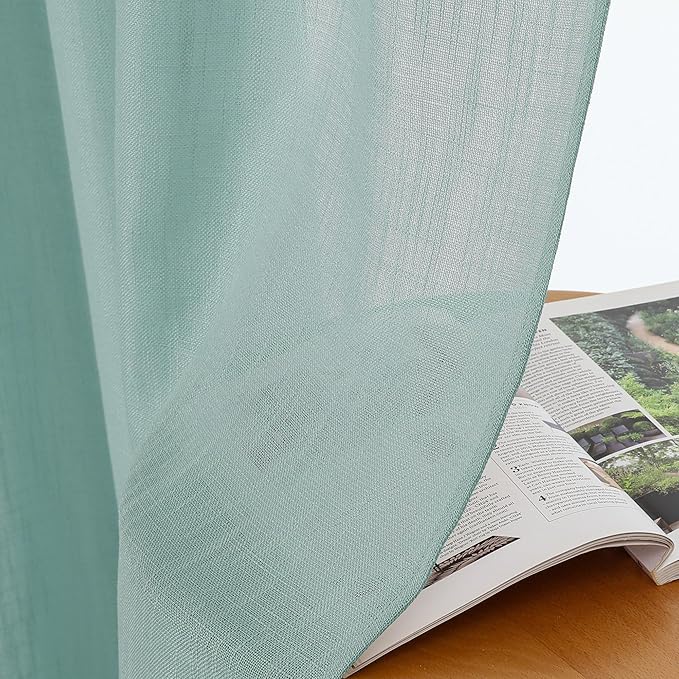 Chyhomenyc Extra Long Aqua Green Semi Sheer Curtains 120 Inches Long 2 Panels
