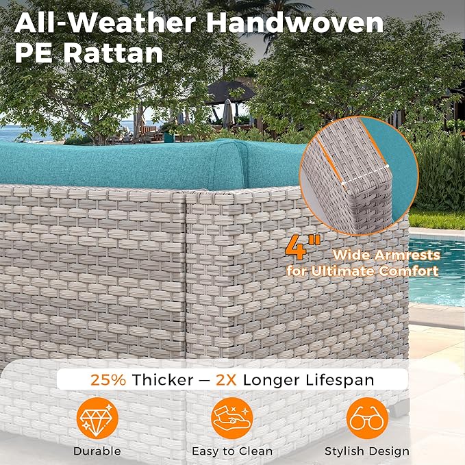 14-Seat Outdoor Wicker Patio Furniture Set