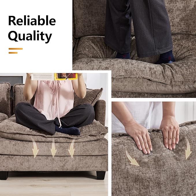 147'' Sectional Cloud Deep Seat Couch, Oversized Chenille U Shaped Sectional