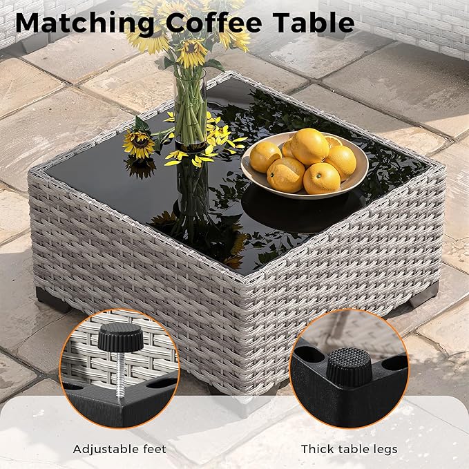 12-Seat Modern Outdoor Wicker Rattan Patio Furniture Set