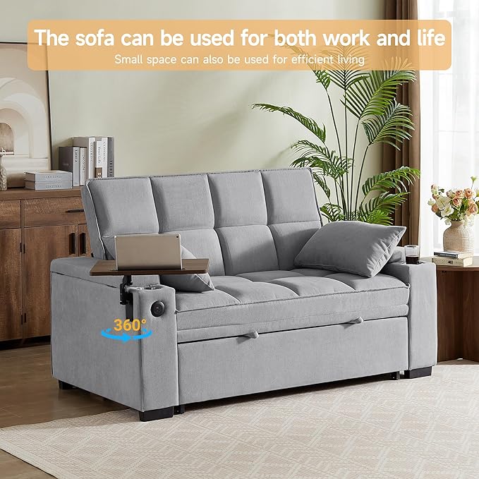 Auvsoce 65'' Chaise Lounge Chair Indoor, 3-in-1 Convertible Sofa Bed