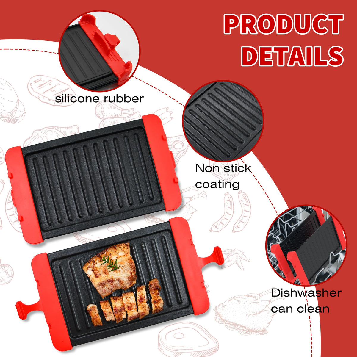 Microwave Sandwich Maker & Grill Cheese Maker with Silicone Oven Mitts, Fast Cooking, Non-Stick, Dishwasher Safe, Perfect for Paninis, Quesadillas, Ideal for College Students & Busy Professionals