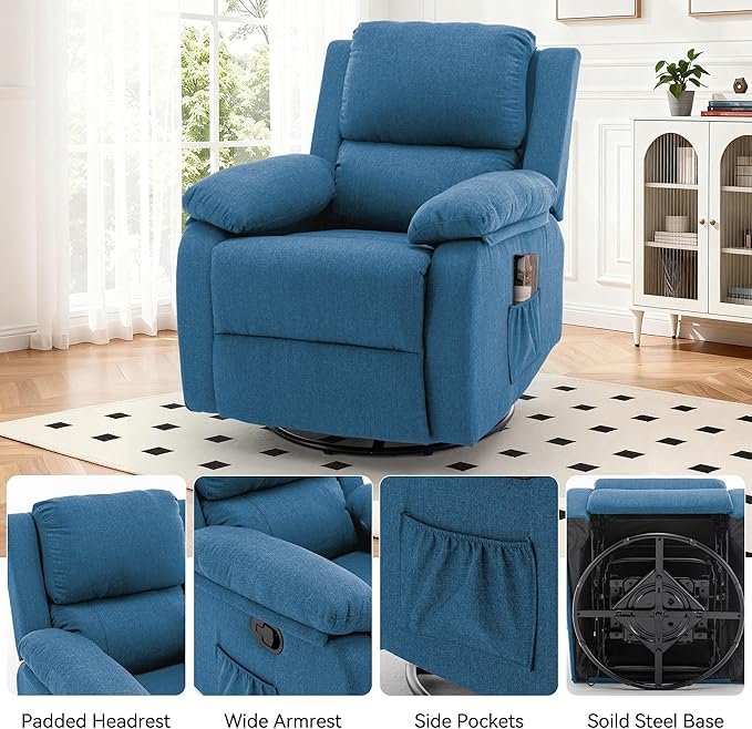 Korser Recliner Chair, 360 Swivel Rocker Chair