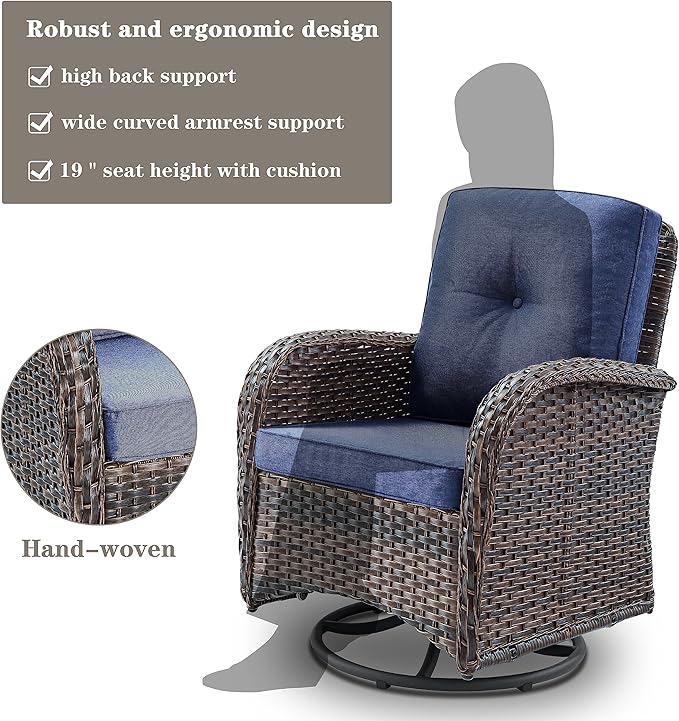 Belord Patio Wicker Chairs Swivel Rocker