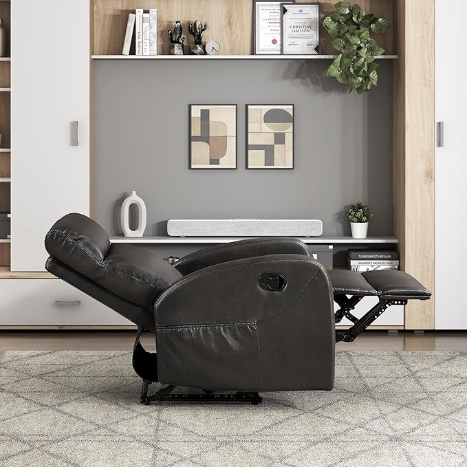 Lexicon Manual Recliner Chair, Faux Leather Reclining Chair, Wall Hugger