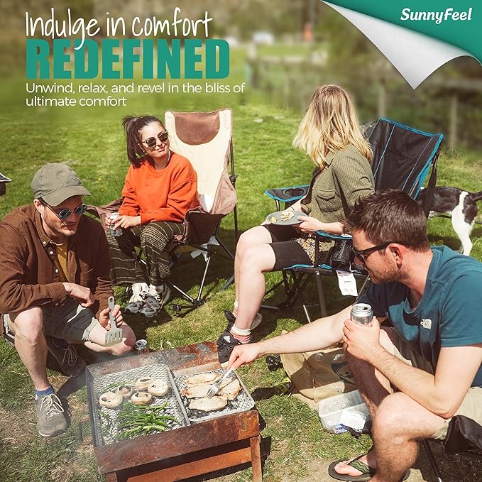 SUNNYFEEL Oversized Heated Rocking Camping Chair 2 Pack, Fully Padded Patio