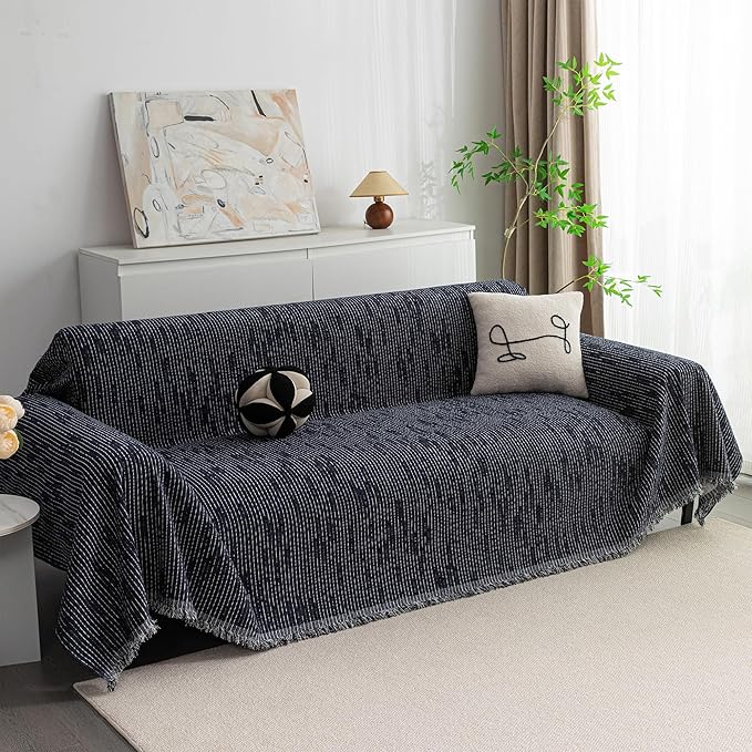 MYSKY HOME Boho Couch Cover Navy Sofa Covers