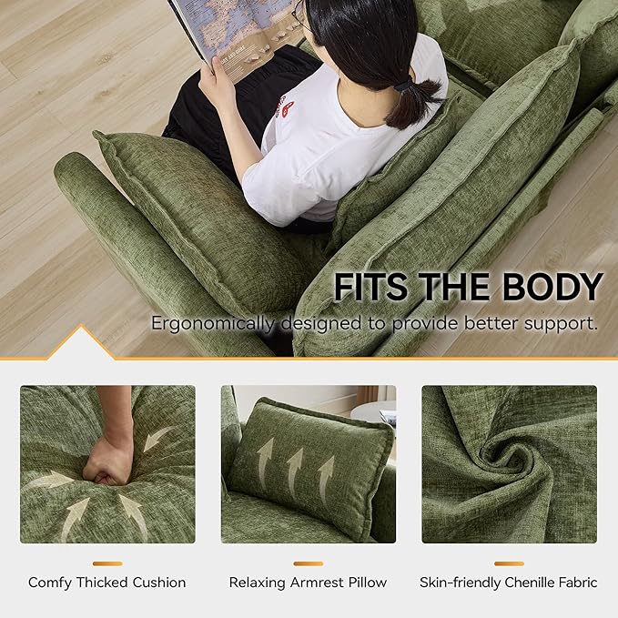 147'' Sectional Cloud Deep Seat Couch, Oversized Chenille U Shaped Sectional