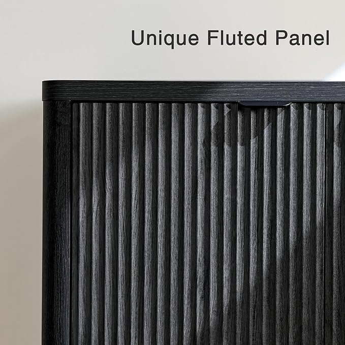 Fatmok 65" Buffet Cabinet with Storage, Fluted Credenza Sideboard with 4 Doors