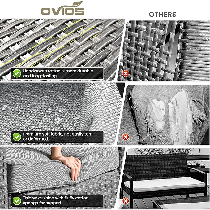 ovios 5-Piece Patio Furniture Set, Outdoor Wicker Sofa