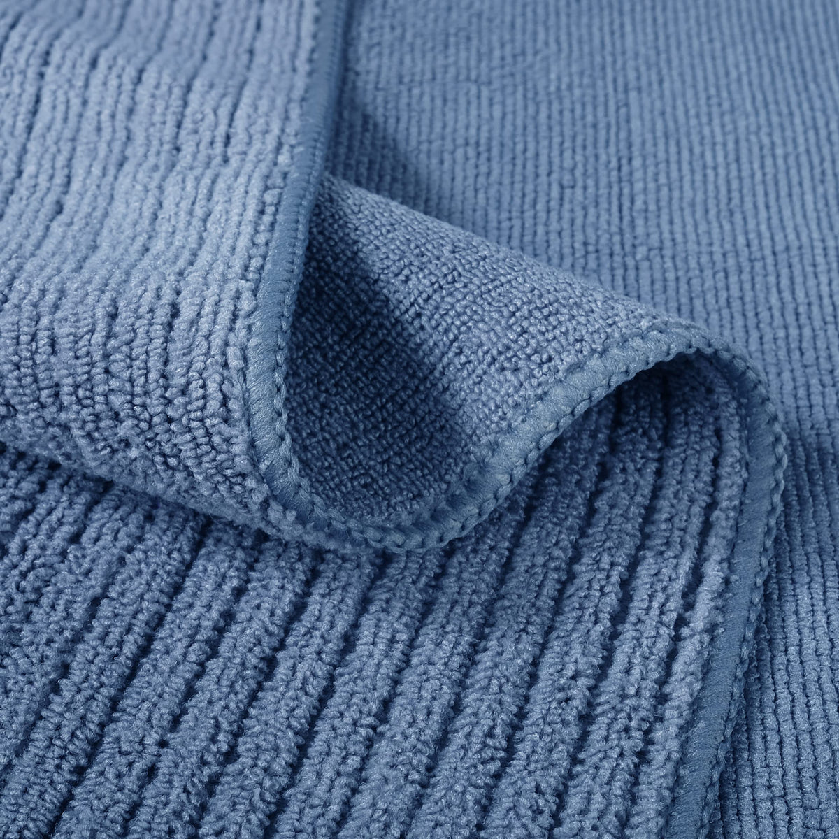 POLYTE Premium Microfiber All-Purpose Ribbed Terry Kitchen Towel, 12 Pack (Blue, Gray, Teal, 16x28 in)