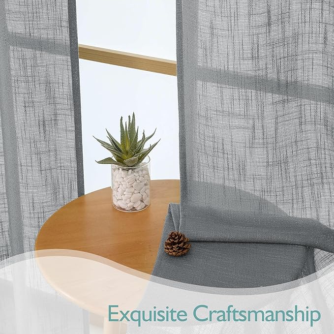 Chyhomenyc Extra Long Charcoal Grey Semi Sheer Curtains 120 Inches Long 2 Panels