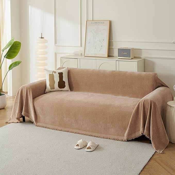 Couch Cover for Dogs, Boho Sofa Covers for 2 Cushion Couch, Chenille Sofa