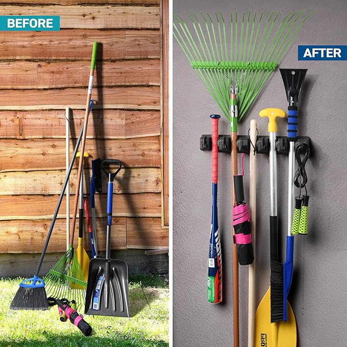2 Pack Mop and Broom Holder Wall Mount