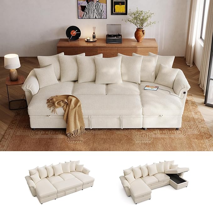 LINSY HOME Oversized Sectional Sleeper Sofa