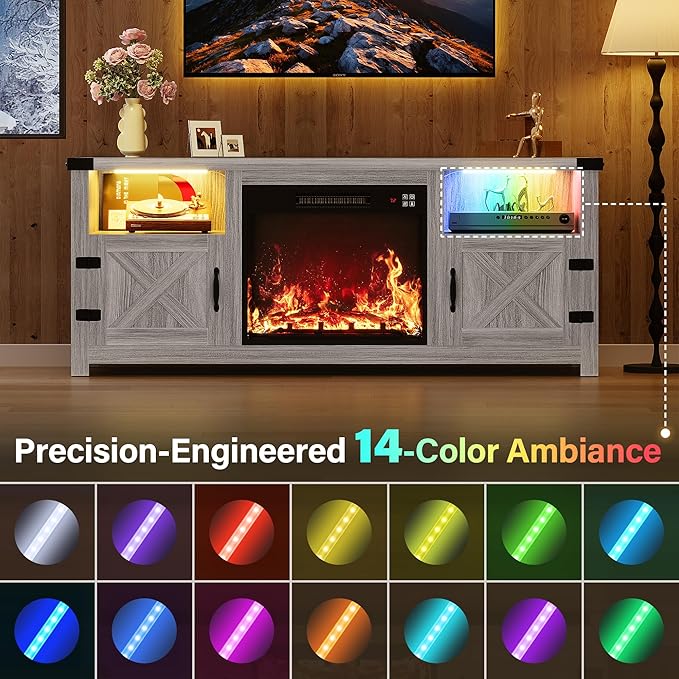 YESHOMY LED Fireplace TV Stand