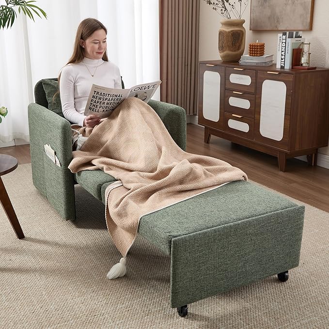 Iroomy 5-Level Adjustable Convertible Sleeper Chair Set of 2, 3-in-1 87'' Long