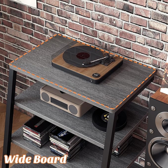 Besiost AV Media Stand with Outlets, Media Console with LED Lights, Stereo