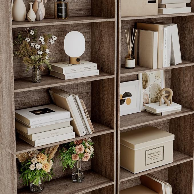 FOTOSOK 6-Tier Open Bookcase and Bookshelf, Freestanding Display Storage