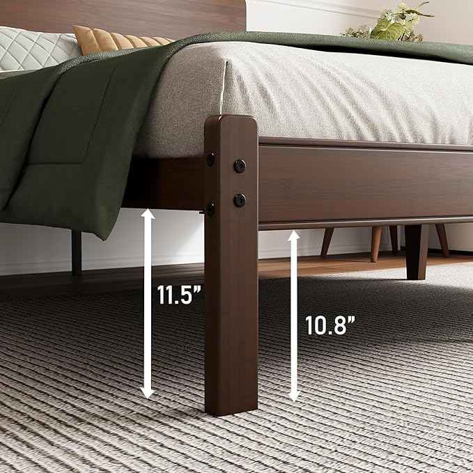 BOSRII 14in High Solid Bamboo Wood Platform Twin XL Bed Frame