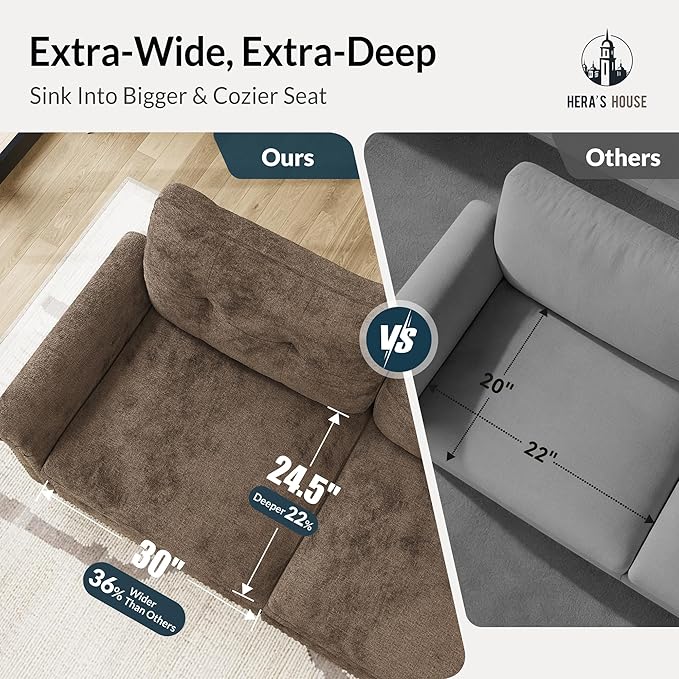 HERA'S HOUSE Mid-Century Modern Couch, Oversized Sectional Couch