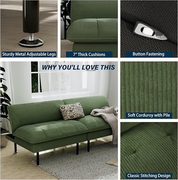 Ribilake 3 Sets 70" Futon Sofa Bed, 4 in 1 Multi-Function Couch Sleeper