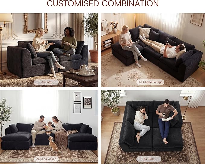 110'' Oversized Cloud Sectional Boneless Couch