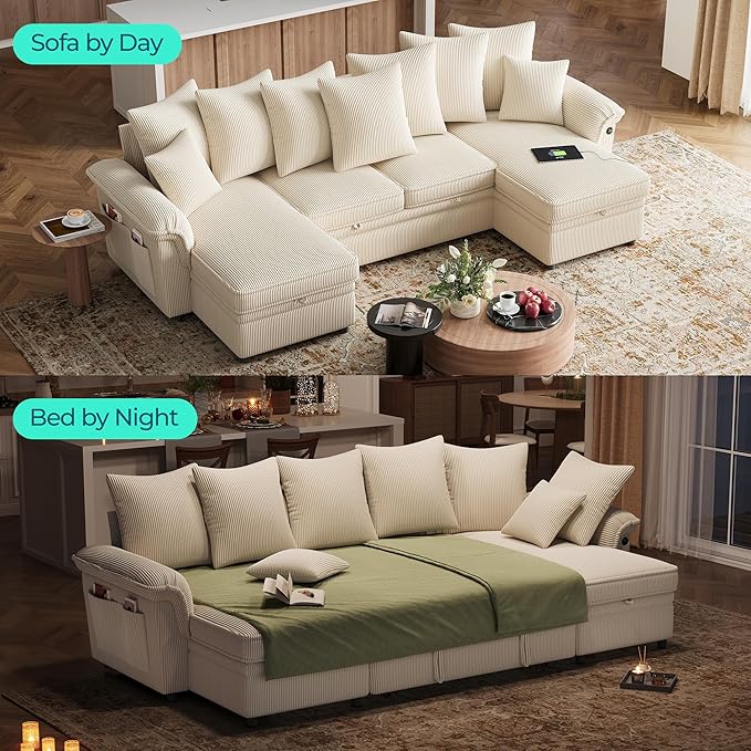 LINSY HOME Oversized Sectional Sleeper Sofa