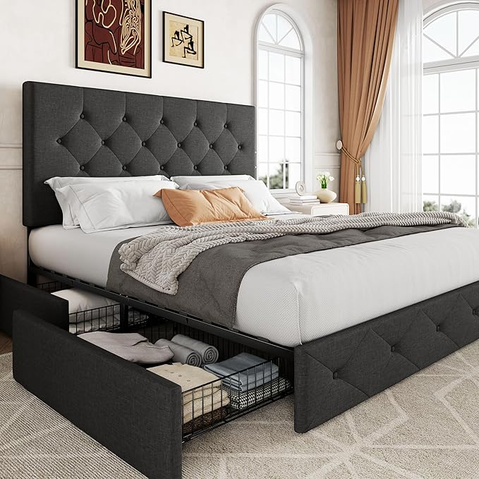 Allewie Upholstered Full Size Platform Bed Frame