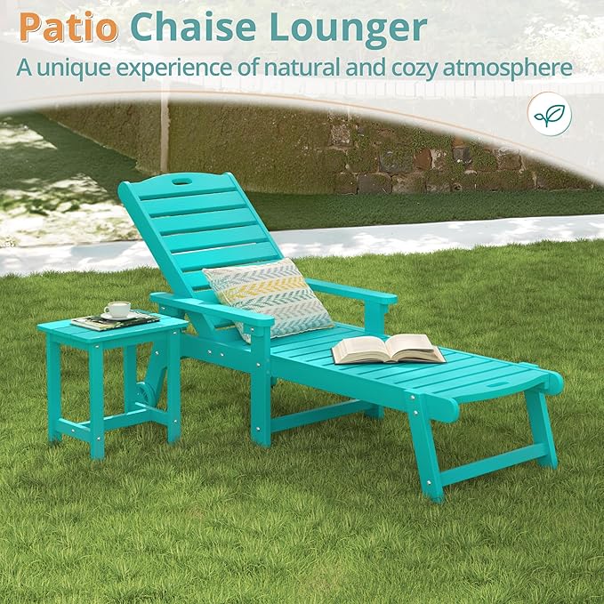 LUE BONA Lounge Chair Outdoor, HDPS Chaise Lounge Outdoor