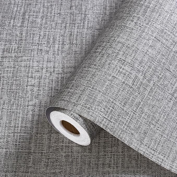 Grey Grasscloth Peel and Stick Wallpaper Gray Contact Paper 472inch Waterproof
