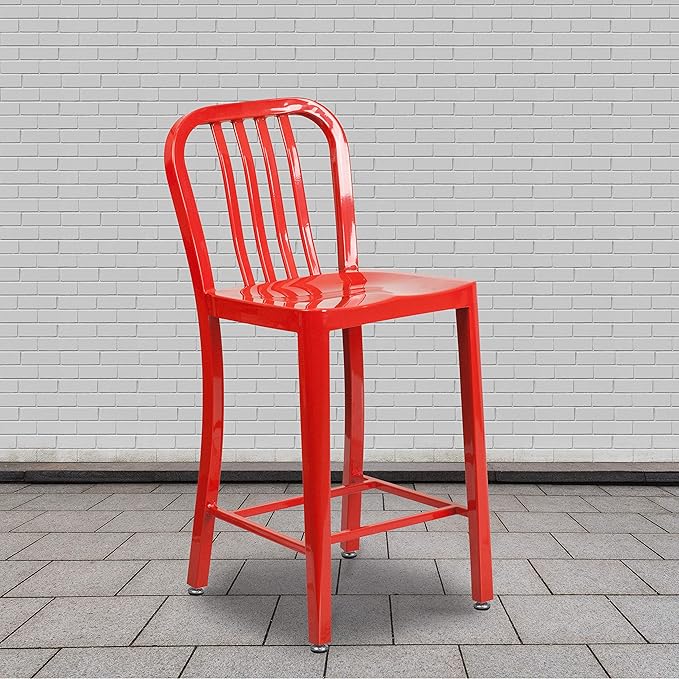 Flash Furniture Gael Commercial Grade 2 Pack 24" High Red Metal Indoor-Outdoor