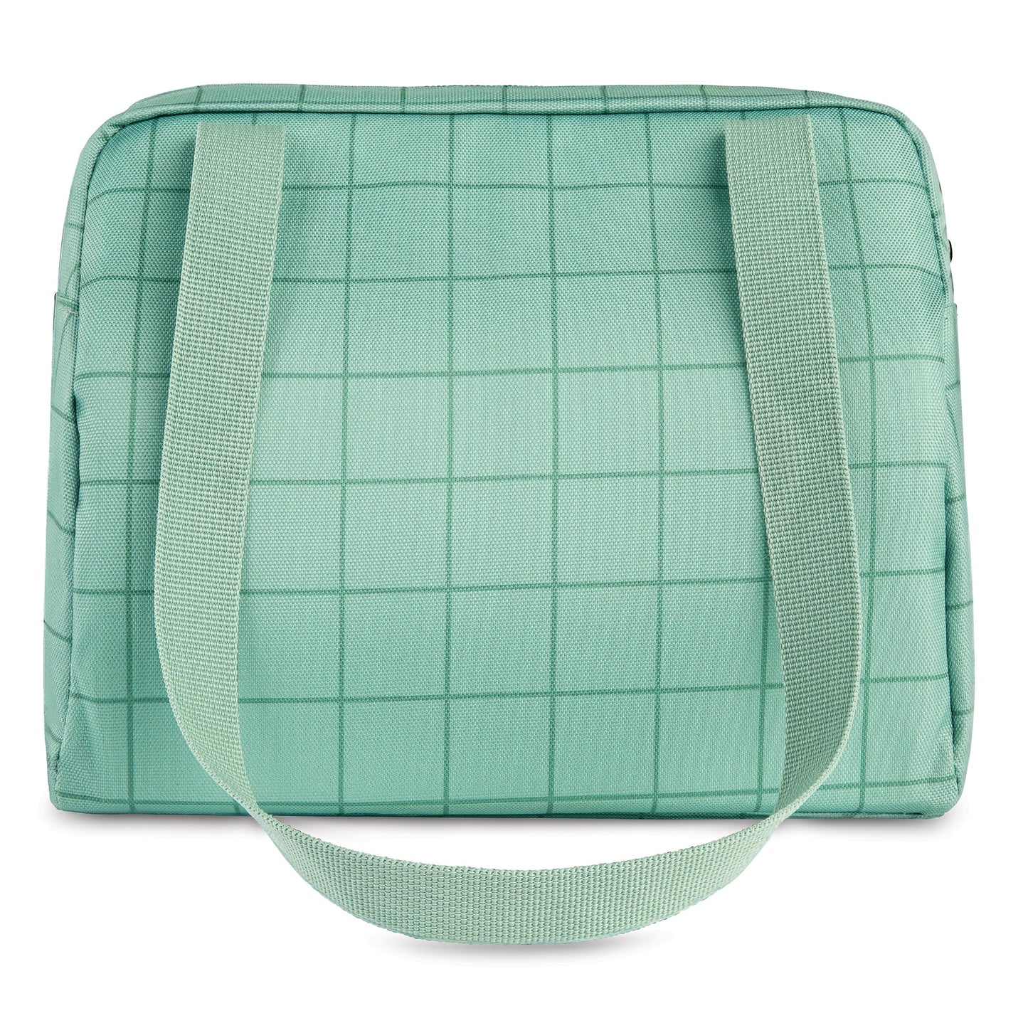PackIt®️ Freezable Hampton Lunch Bag, Sports Grid Sage, Built with ECOFREEZE® Technology, Collapsible, Reusable, Zip Closure with Front Pocket and Shoulder Straps, Designed for Fresh Office Lunches