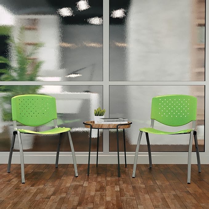 Flash Furniture HERCULES -5 Pack 880 lb. Capacity Green Plastic Stack Chair |