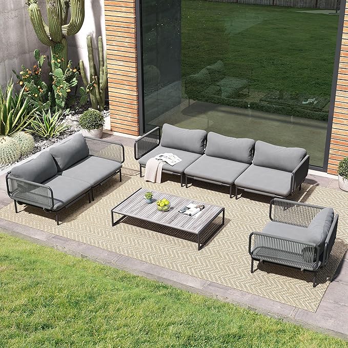 Crestlive Products Outdoor Patio Furniture Set, 6 Seater Modular Oversized