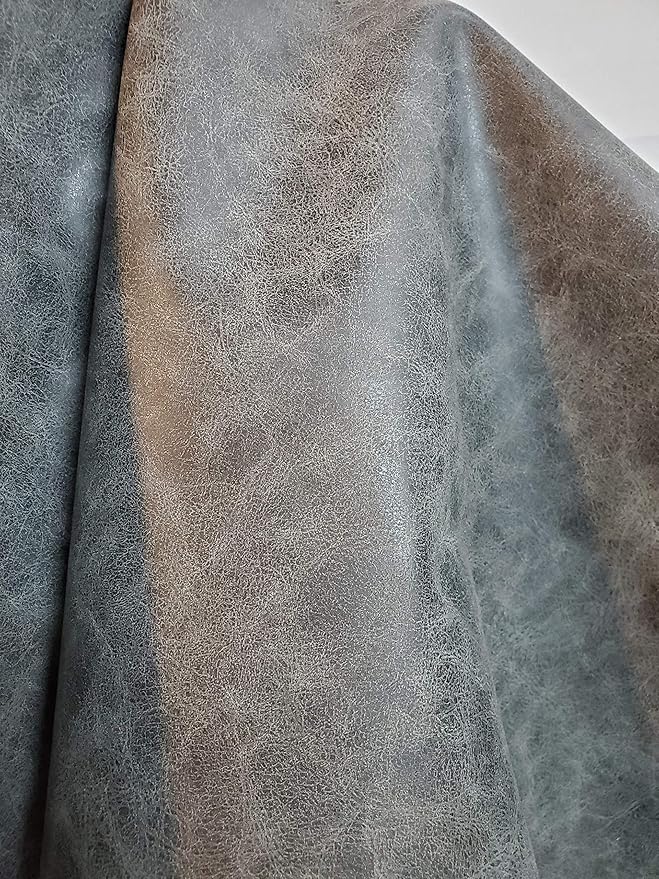 NAT Leathers | Gray Distressed Crazy Horse Oily 2 Tone Faux Vegan Leather PU |